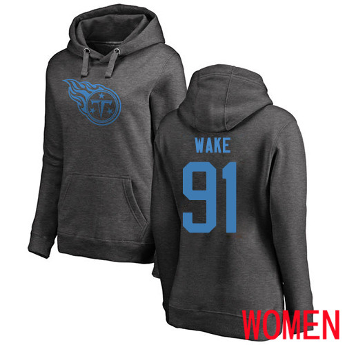 Tennessee Titans Ash Women Cameron Wake One Color NFL Football 91 Pullover Hoodie Sweatshirts